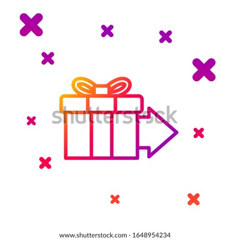 Color line Gift box icon isolated on white background. Gradient random dynamic shapes. Vector Illustration