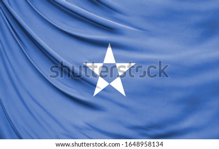 Realistic flag of Somalia on the wavy surface of fabric