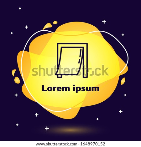 Black line Door for pet icon isolated on blue background. Abstract banner with liquid shapes. Vector Illustration