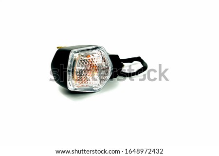 Motorcycle turn signal light set in a white background