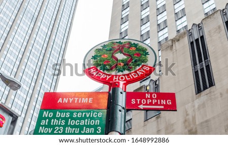 Colorfull Happy Holidays Traffic Sign in Manhattan, New York City, USA