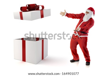 Santa Claus and a big present