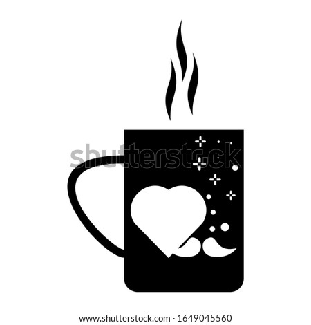 I love the flat mug mustache icon. Color icon of Father's Day gift in a trendy flat style. Black design with white background vector illustration of eps 10