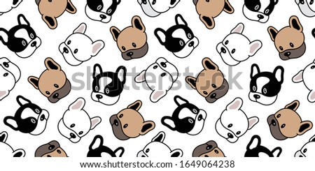 dog seamless pattern french bulldog vector head face pet puppy animal scarf isolated repeat wallpaper tile background cartoon doodle illustration design