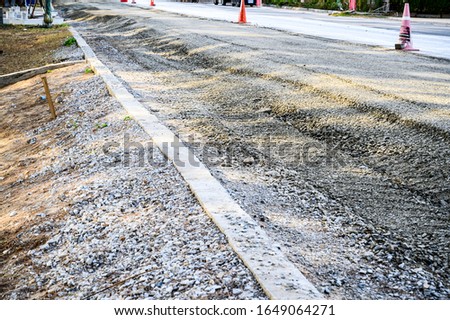 The road surface under construction