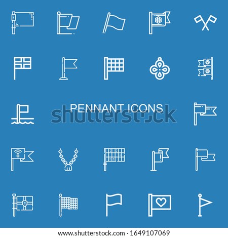 Editable 22 pennant icons for web and mobile. Set of pennant included icons line Flag, Finish flag, Pendant, Flags on blue background