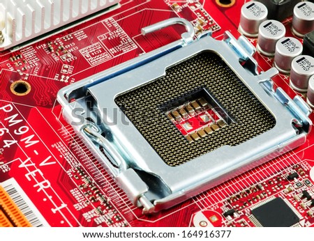 Motherboard: CPU socket closeup image.