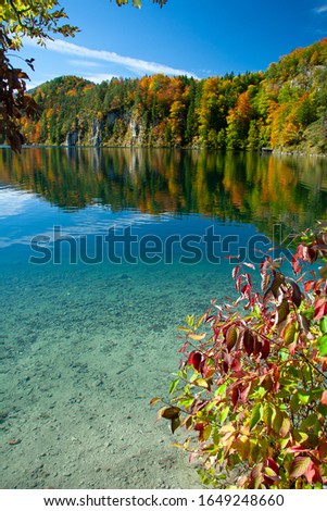 view of Alpsee Lake in Bavarian Alps near Swangau, Germany