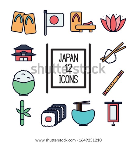 Japanese house line fill icon design, Japan culture asia travel landmark famous asian and oriental theme Vector illustration