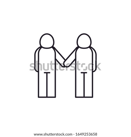 Avatars holding hands line style icon design of Person profile social communication human user partnership member and figure theme Vector illustration