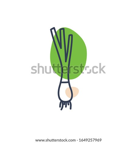 leek line color style icon design, Vegetable organic food healthy fresh natural and market theme Vector illustration