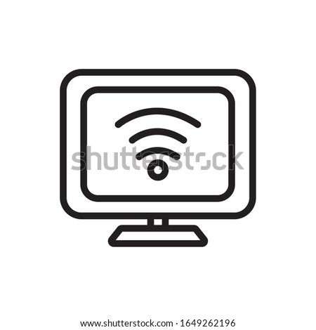 Computer and wifi line style icon design, Digital technology communication social media internet web and screen theme Vector illustration