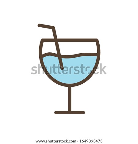 water cup drink line and fill style icon design, Beverage liquid menu restaurant lunch refreshment kitchen and meal theme Vector illustration