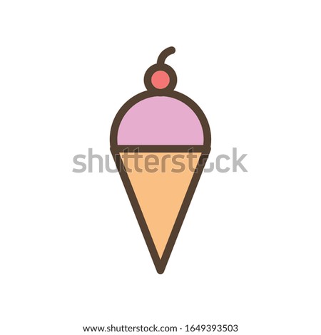 Sweet ice cream line and fill style icon design, dessert food delicious sugar snack and tasty theme Vector illustration