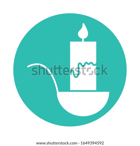 Candle block style icon design, Fire flame candlelight light spirituality burn and decoration theme Vector illustration