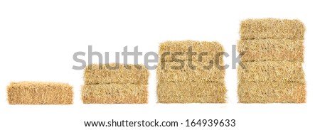 stacks of straw step by step, isolated on white Royalty-Free Stock Photo #164939633