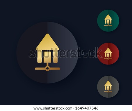 house icon flat design on gold color