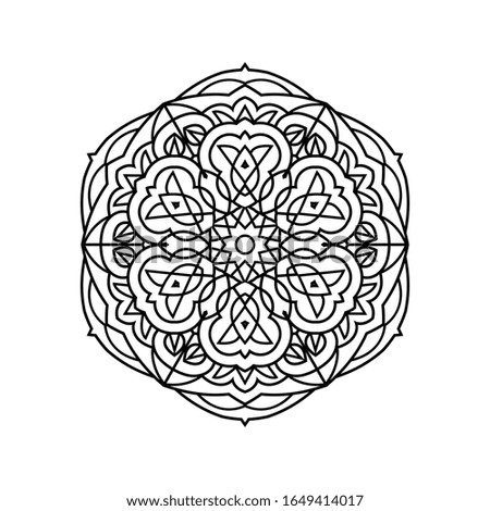 Black and white mandala vector isolated on white. Vector hand drawn circular decorative element.
