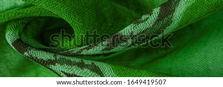 Texture, background, design, abstract pattern on fabric, large braided thread, green-white lines pattern, this fabric for your projects