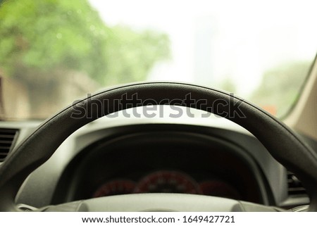 steering wheel of the car