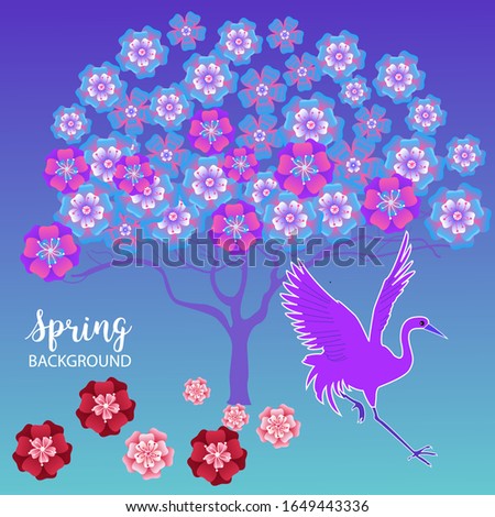 Design template of spring background. Spring poster, flyer, invitation, card. Vector Illustration