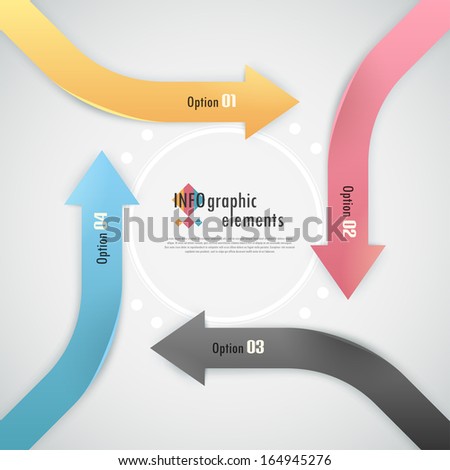 Modern infographics options banner with paper arrows on grey background. Vector. Can be used for web design and  workflow layout