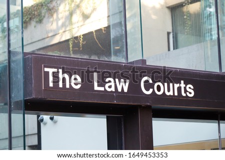 View of  Black Sign "The Law Courts" in Downtown Vancouver