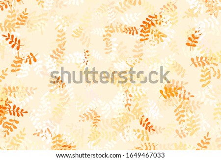Light Orange vector doodle pattern with leaves. Blurred decorative design in Indian style with leaves. Colorful pattern for kid's books.