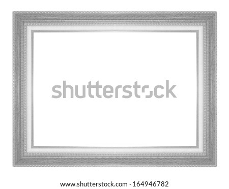 The antique Silver wooden frame on the white background