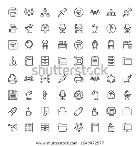 Office icon set. Collection of high quality outline web pictograms in modern flat style. Black office symbol for web design and mobile app on white background. Line logo EPS10
