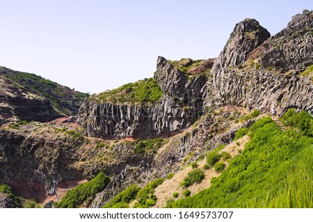 Hike trail in the mountains (Madeira, Portugal, Europe)