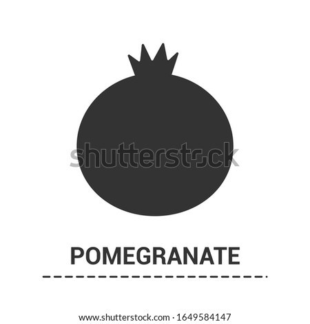 Black glyph pomegranate icon. Filled silhouette of exotic sweet fruit. Ripe garnet sign symbol on a white background isolated. Vector illustration