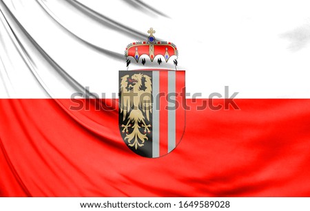 Realistic flag of Upper Austria on the wavy surface of fabric