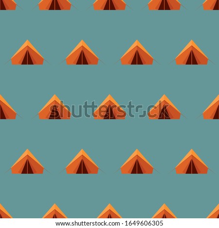 seamless pattern camping tent summer vacation on blue background vector wallpaper textile giftwrap
