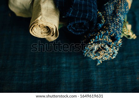 Traditional indigo style fabric background.
