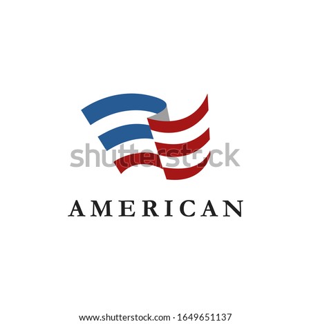 Abstract Simple Flag Logo icon of United States of America, USA, American icon on white background