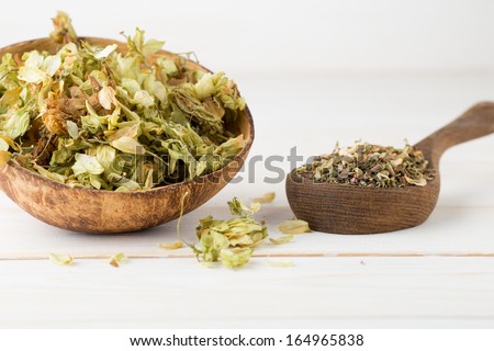 Dried medicinal plants, herbal tea blend, homeopathic medicine.