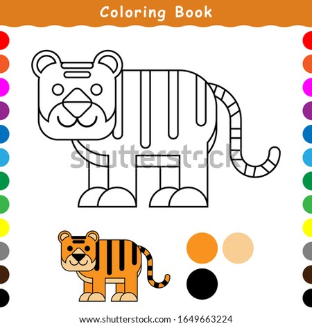 Coloring book for children. Image character of a cheerful and cute tiger