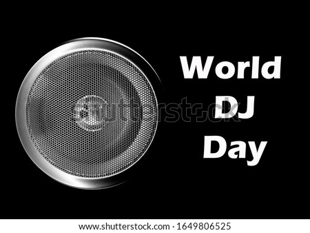 Sound speaker on black isolated background. International dj day.