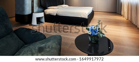 Interior view of luxury master bedroom