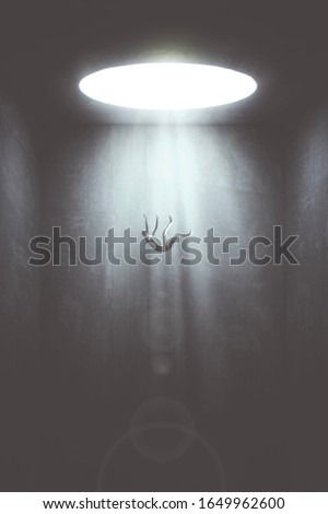 man falling in the void from big hole surreal concept Royalty-Free Stock Photo #1649962600