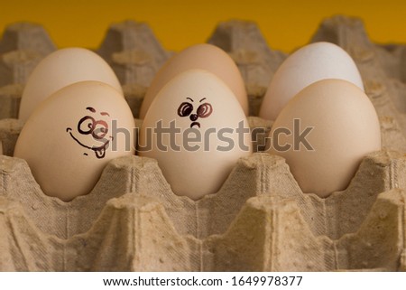  angry and afraid easter eggs in cardbox 