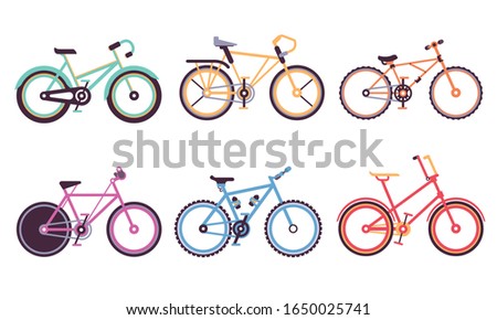 Various Bicycles Collection, Sportive and City Bikes with Different Frames, Ecology Transport Vector Illustration on White Background