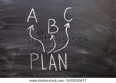 Concept of spare plans on the Board. Plan A. B. C Royalty-Free Stock Photo #1650050617