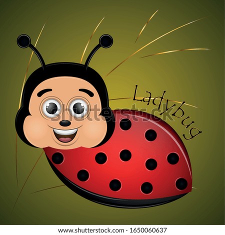 Cartoon of a cute happy ladybug - Vector