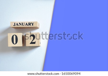 January 2, Empty white - Blue background.