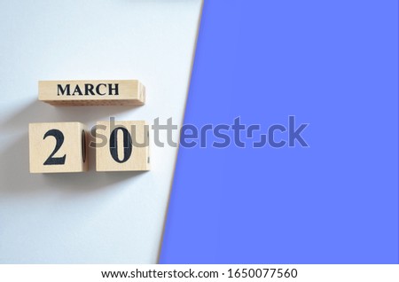 March 20, Empty white - Blue background.