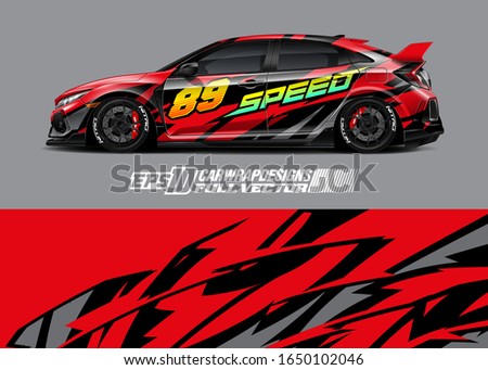 Race car wrap decal illustration. Abstract stripe racing background for wrapping all vehicle. Full vector eps 10