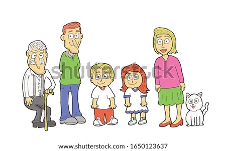 cute big family vector illustration.cartoon set.