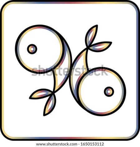 Colorful outline pisces icon isolated on white.